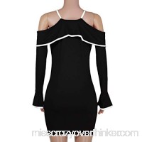 2019 Women's Cute Floral Off Shoulder Ruffle Sleeve Boho Vacation Mini Dress Sexy Bodycon Mini Dress Black B07N7WC4FG